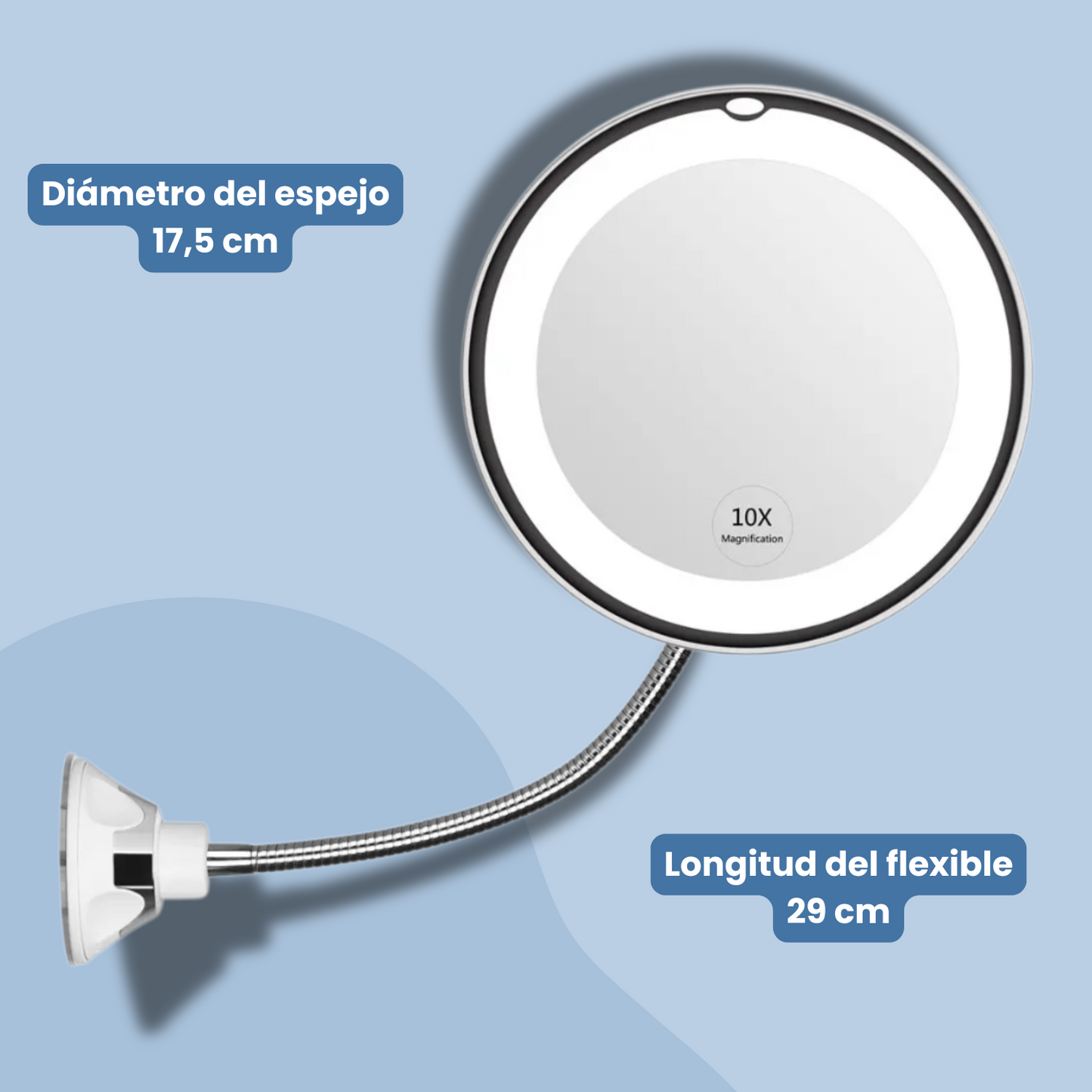 GlowFlex® - Espejo flexible con aumento y luz LED